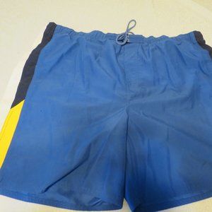 Breakwater Men Swim Trunks Large Blue & Yellow Elastic Waist Size XXL
